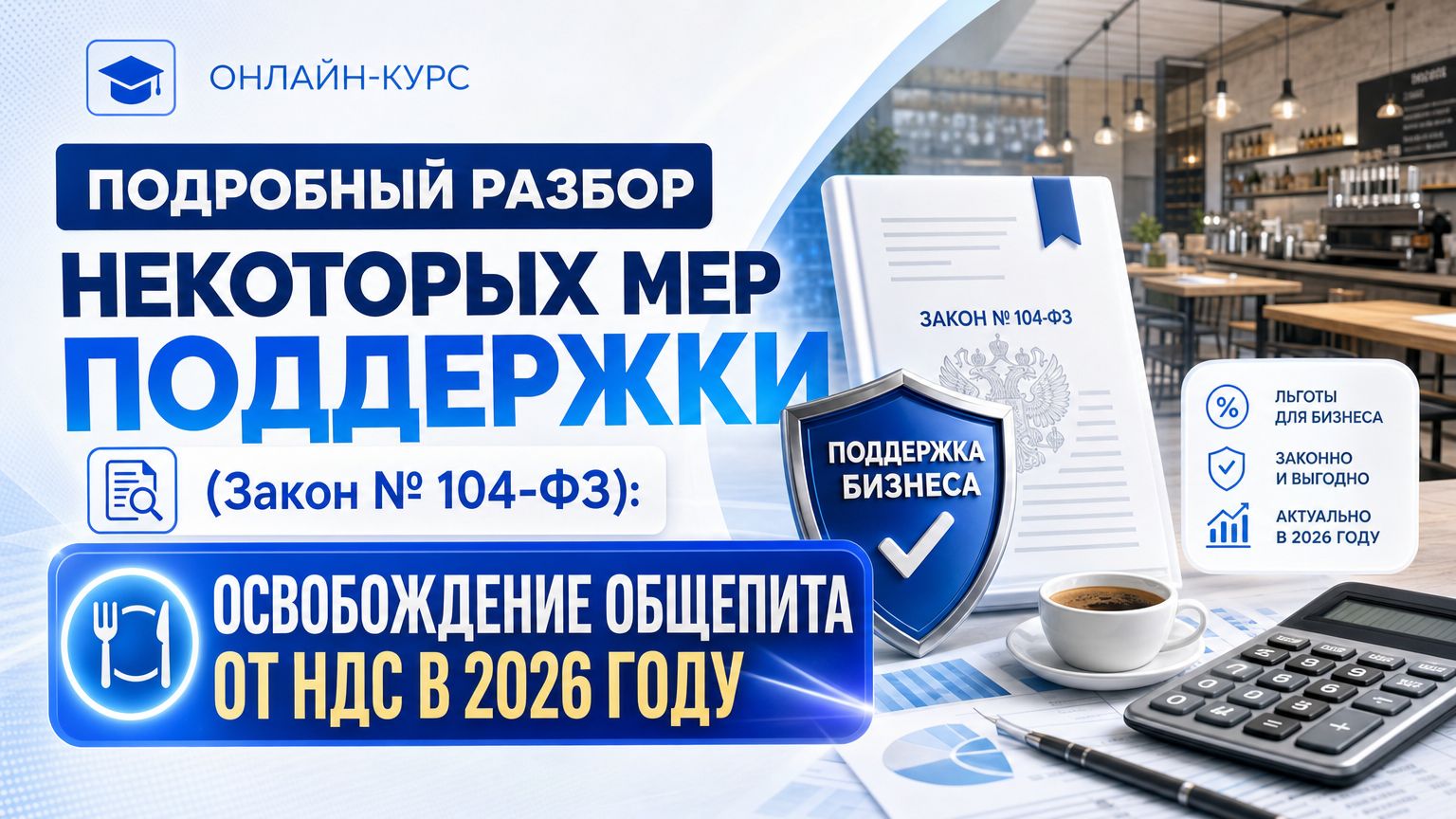 Подробный разбор некоторых мер поддержки (Закон № 104-ФЗ): освобождение общепита от НДС в 2026 году